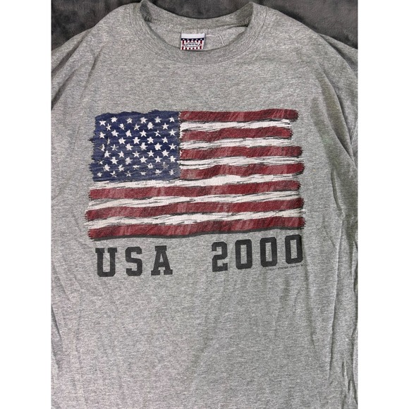 Y2K Sonoma USA 2000 American Flag Tee Shirt Gray Size XL Vintage Patriotic - Picture 2 of 10